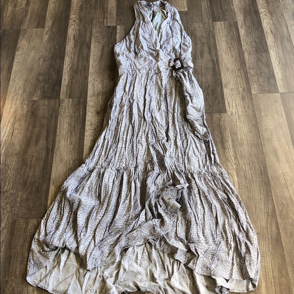 Anthropologie Anthropologie Marfa Dress Snakeskin Gray Motif Tie Wrap Midi 2 - Picture 3 of 11